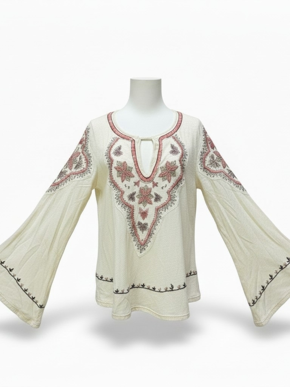 Free People Embroidered Flutter Sleeve Top